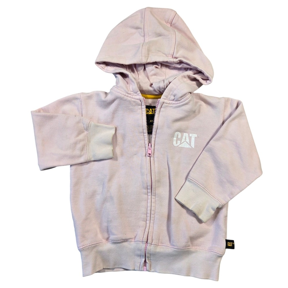 Caterpillar Toddler Girls Pink CAT Full Zip Hoodie Sweatshirt 4T Tractor Graphic